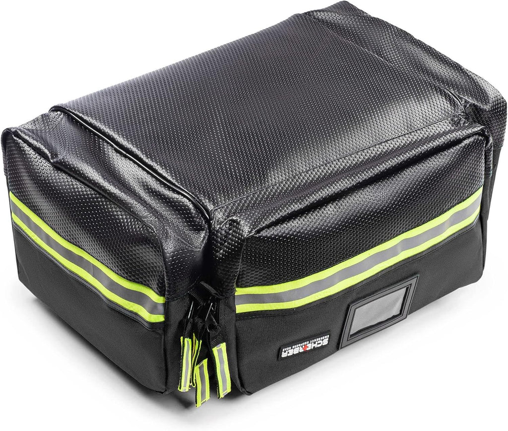 Scherber Fully-Stocked First Responder Professional Advanced EMT/EMS Trauma Kit | HSA/FSA Approved | Reflective Bag w/10+ Compartments, Zippered Pockets & 250+ First Aid Supplies (Black)