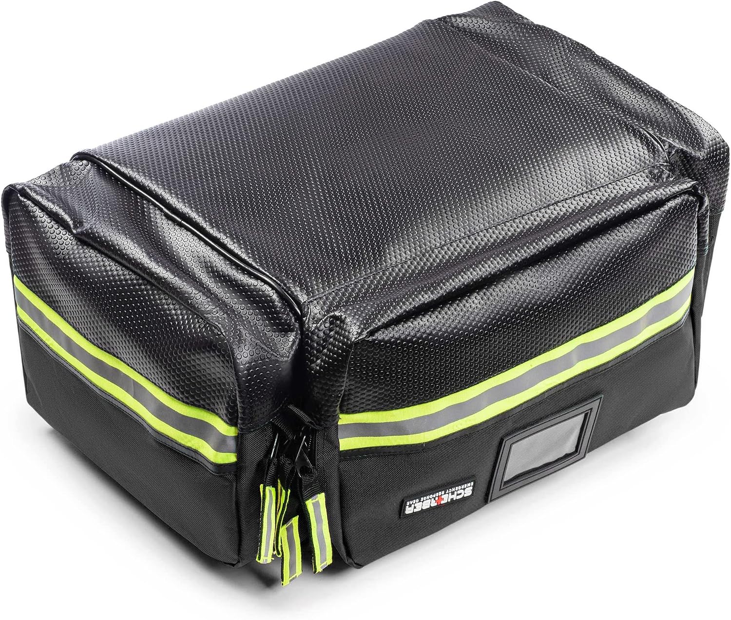 Scherber Fully-Stocked First Responder Professional Advanced EMT/EMS Trauma Kit | HSA/FSA Approved | Reflective Bag w/10+ Compartments, Zippered Pockets & 250+ First Aid Supplies (Black)