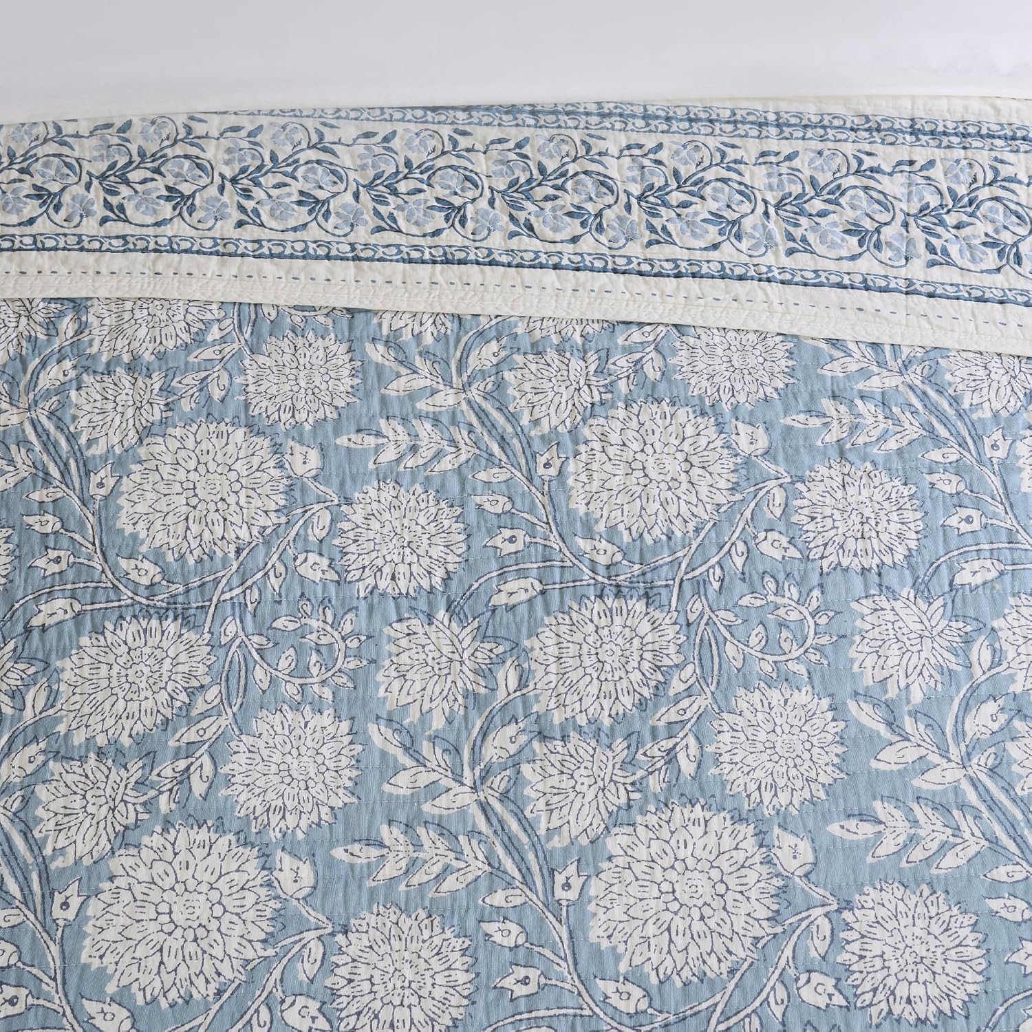 Levtex Home – Adare Blue Bedspread Set – Twin Bedspread (80x106in.) and 1 Standard Sham (20x26in.) – Floral Botanical Design – Blue and White – Reversible – Cotton