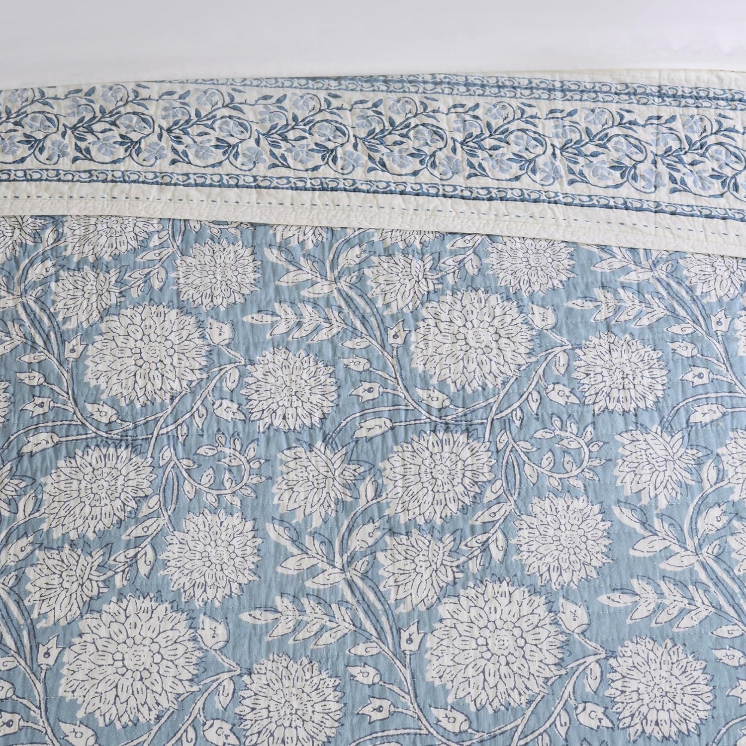Levtex Home – Adare Blue Bedspread Set – Full Bedspread (96x106in.) and 2 Standard Shams (20x26in.) – Floral Botanical Design – Blue and White – Reversible – Cotton