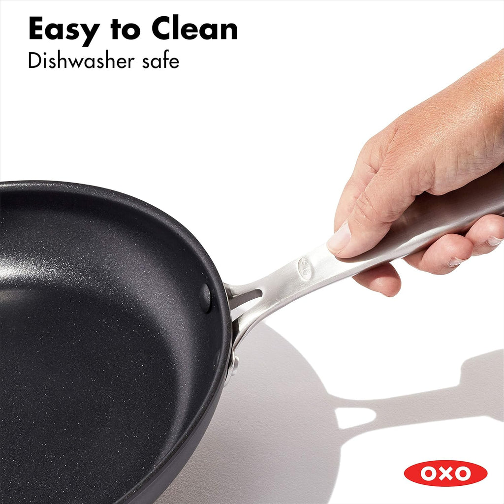 OXO Enhanced 11' Square Griddle Pan and 10' Frying Pan Skillet, PFAS & PFOA-Free, Healthy Ceramic Nonstick, Durable Hard Anodized Cookware, Stainless Steel Handle, Dishwasher & Oven Safe, Black
