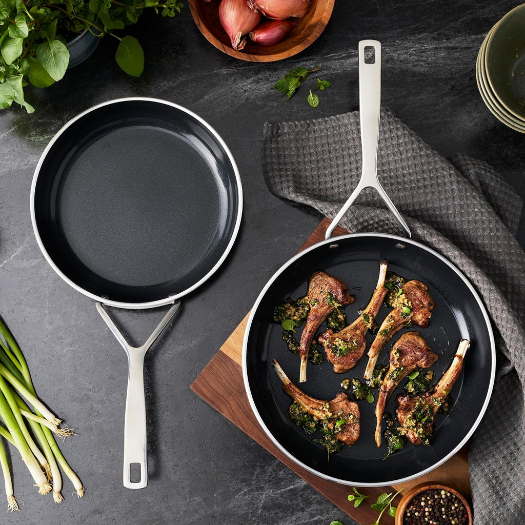Demeyere AluPro 5, Ceramic 2-pc Aluminum Nonstick Fry Pan Set, 9.5' and 11', Ceramic Nonstick Coating, Lightweight Construction, Compatible with all Cooking Surfaces