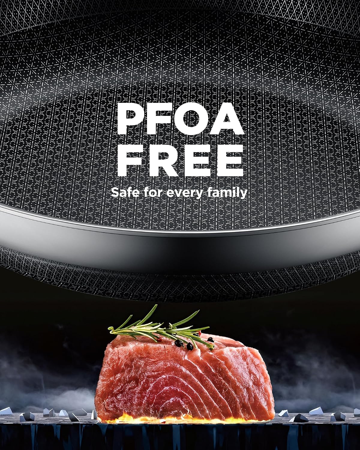 Non Stick Frying Pans set, 8+10+12 inch with Lids, Hybrid Pans Fajita Set, Stainless Steel,Dishwasher, PFOA Free Cookware, Dishwasher Skillets, Induction Compatible Cooking Pan, PFOA Free, Oven-Safe