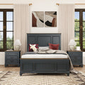 Roundhill Furniture Riverton Wood 3-Piece Bedroom Set, Shiplap Panel Queen Bed with 2 Nightstands in Slate Blue