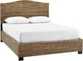Crosley Furniture Serena Bed, Handwoven Natural Fiber Rattan Headboard and Footboard Set, Banana Leaf, Queen