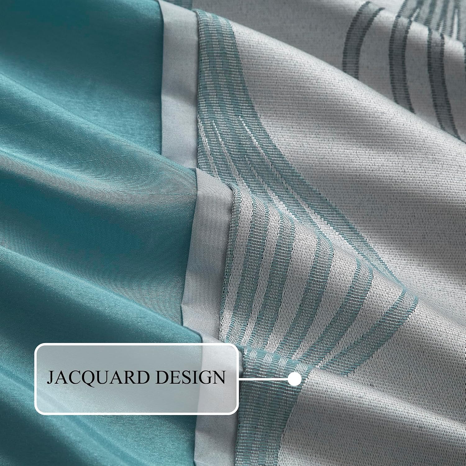 Stratford Park 7 Piece Blue Comforter Set, King Size Jacquard Bedding Set, All Season Geometric Patchwork Bedding Set, Matching Pillows, Shams, Bed Skirt