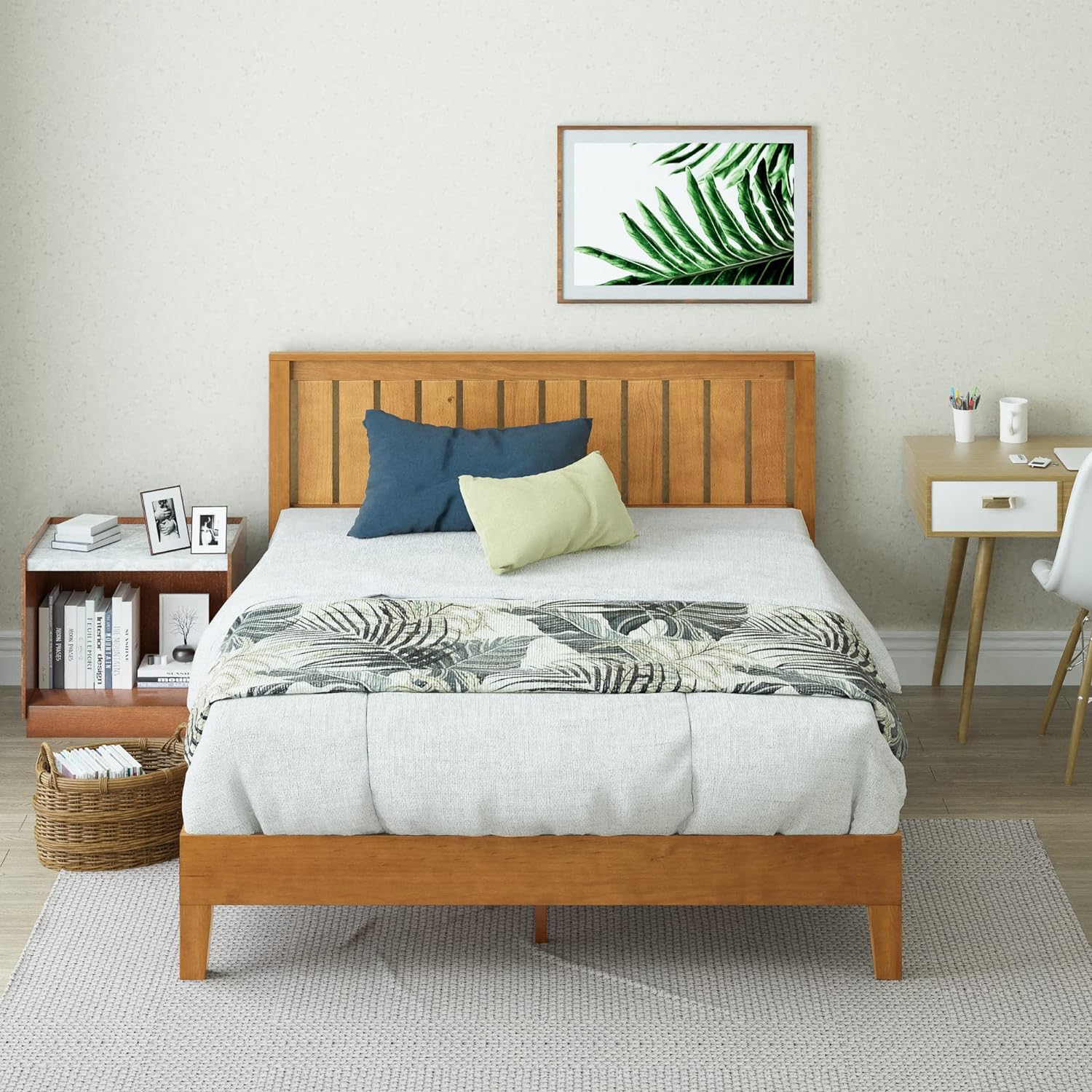 Zinus Alexis Deluxe Wood Platform Bed Frame with Headboard, Wood Slat Support, No Box Spring Needed, Easy Assembly, Rustic Pine, King