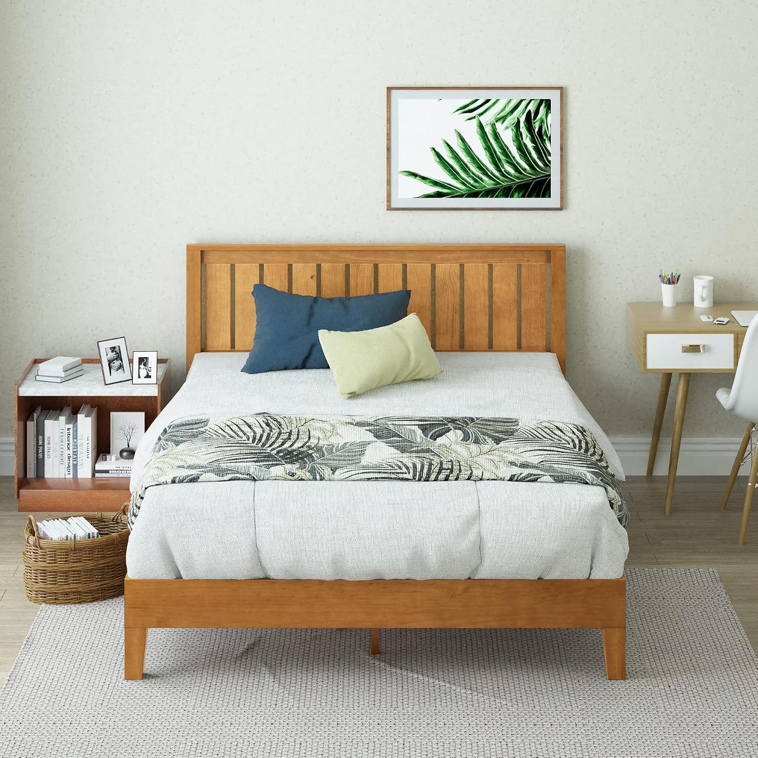 Zinus Alexis Deluxe Wood Platform Bed Frame with Headboard, Wood Slat Support, No Box Spring Needed, Easy Assembly, Rustic Pine, Queen