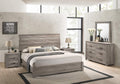 Roundhill Furniture Floren Contemporary Weathered Gray Wood Bedroom Set, Queen Panel Bed, Dresser, Mirror, Two Nightstands
