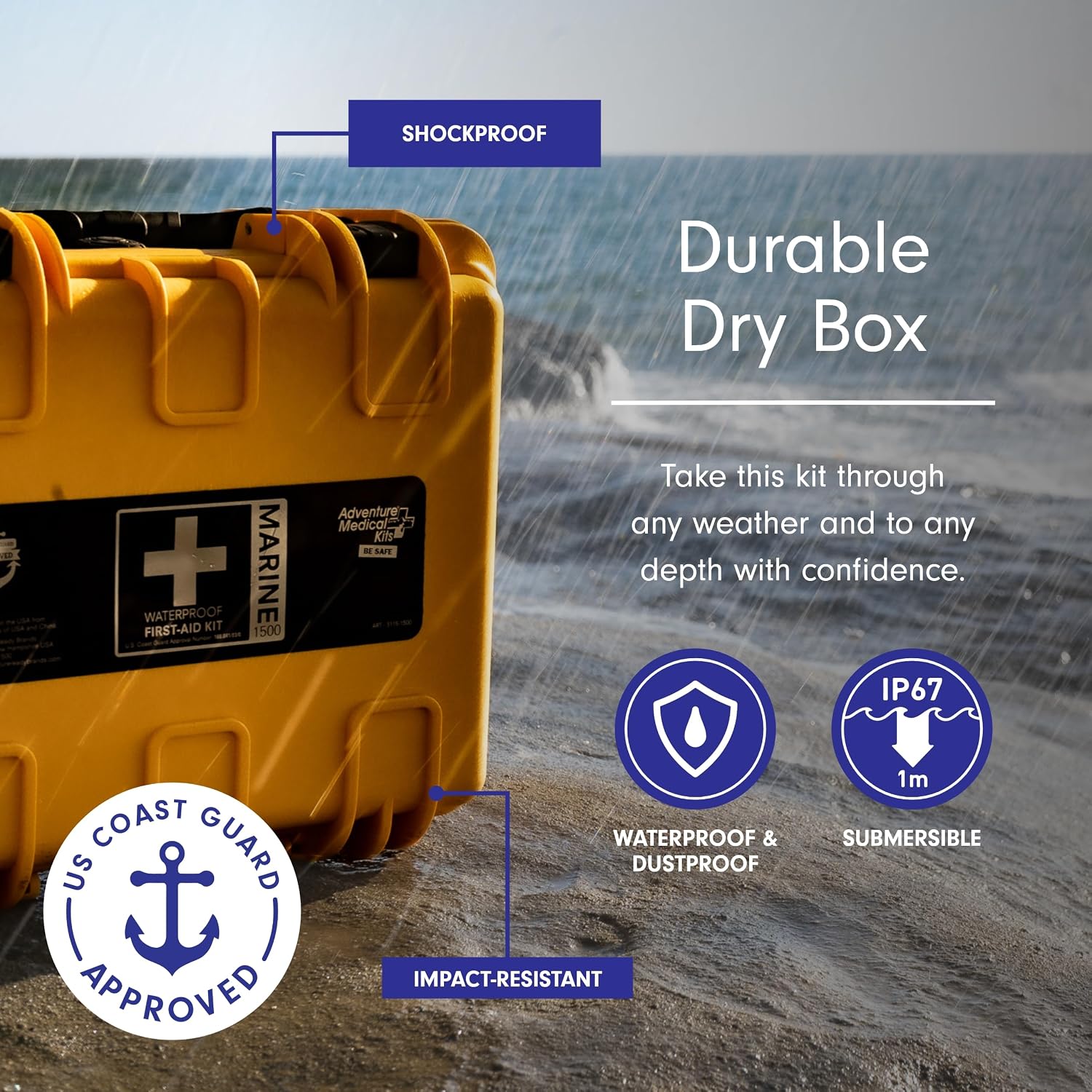 Adventure Medical Kits Marine Series Medical Kit - 1500 - Boat First Aid Kit For Small Crews 24 Hours From Care - Includes Emergency Medical Supplies Like Bandages, Medicine, Guide Book & More