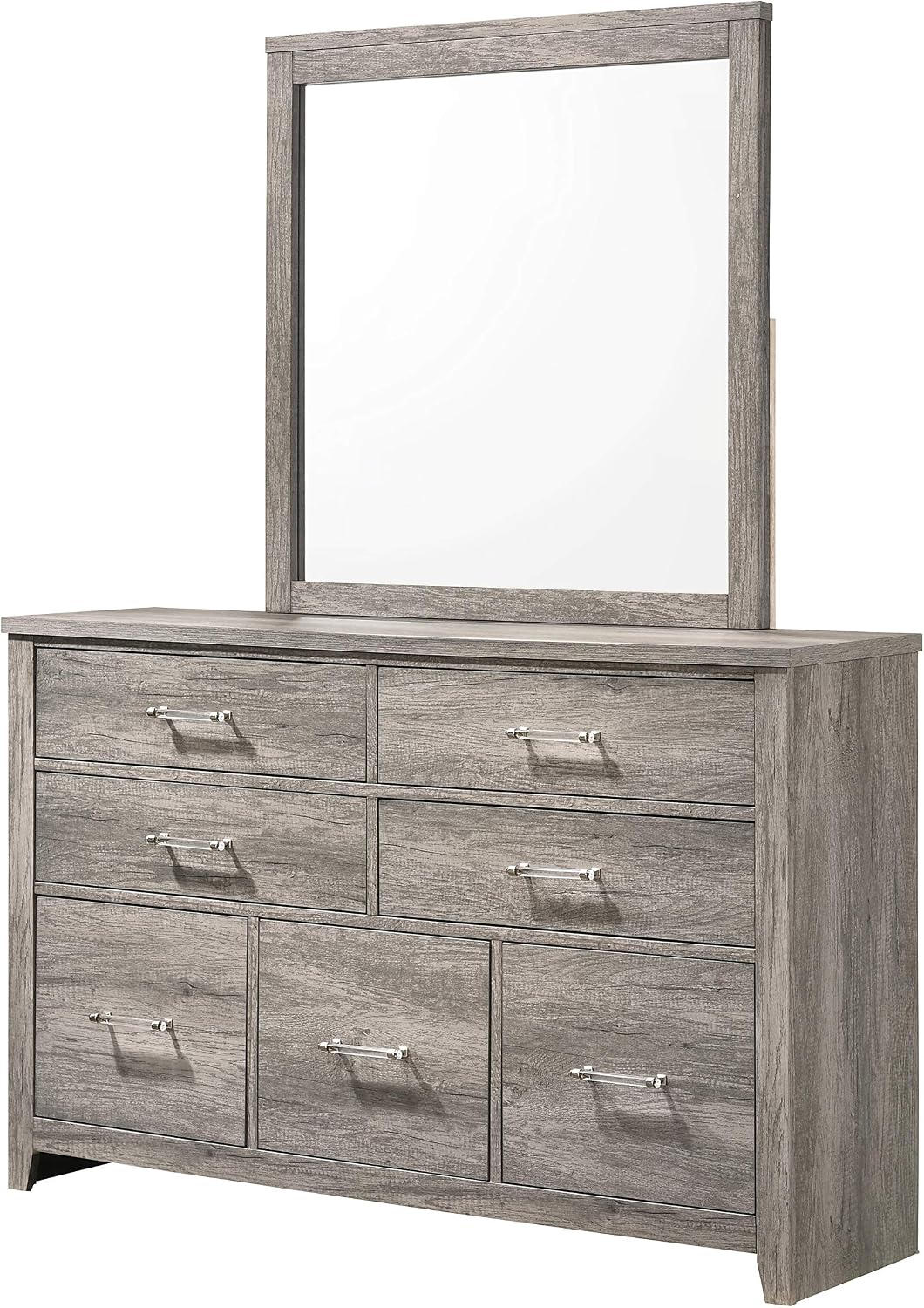 Kings Brand Furniture – Balta 6-Piece King Size Gray Bedroom Set. Bed, Dresser, Mirror, Chest & 2 Nightstands