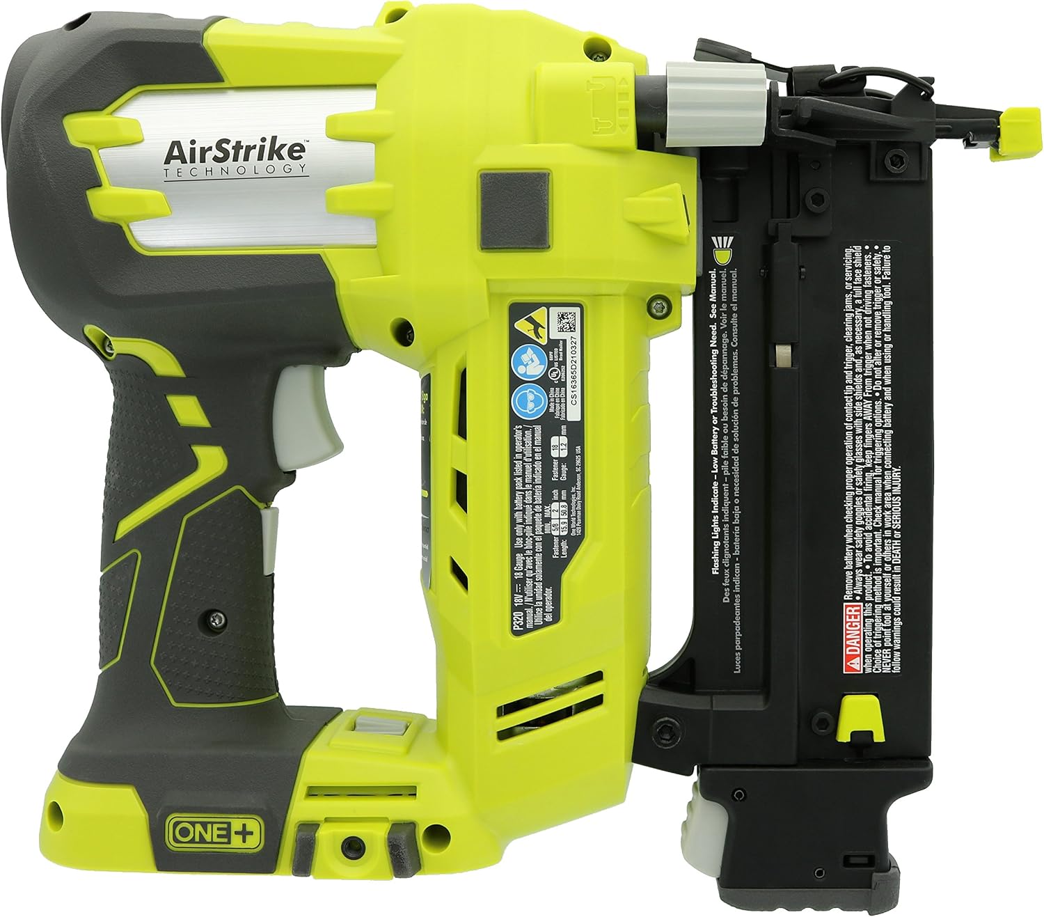 Ryobi 3 Piece 18V One+ Airstrike Brad Nailer Kit (Includes: 1 x P320 Brad Nailer, 1 x P102 2AH 18V Battery, 1 x P117 IntelliPort Dual Chemistry Battery Charger)