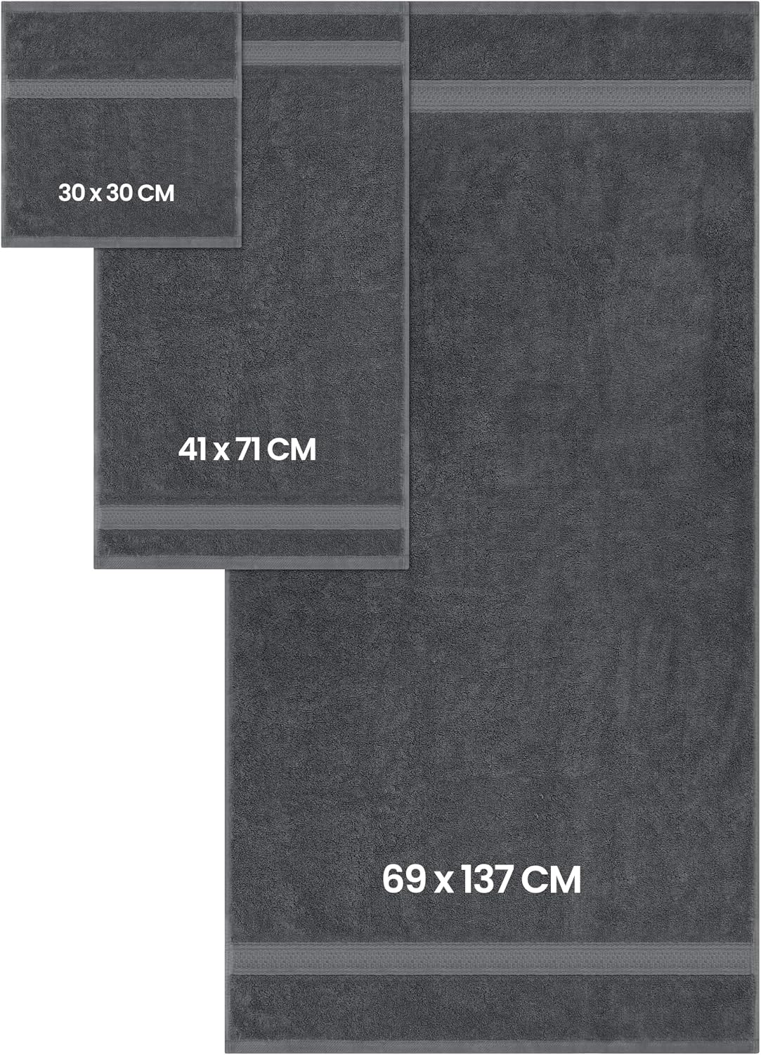 Utopia Towels Set, 16 Bath Towels, 16 Hand Towels, and 32 Washcloths, 600 GSM Ring Spun Cotton Highly Absorbent Towels for Bathroom, Shower Towel, (Pack of 64) (Grey)