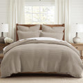 Levtex Home Mills Waffle Queen Duvet Cover Set (90x94in) with 2 Pillow Shams (26x20in) - Beige Fawn - 100% Cotton Queen Size Duvet Cover Set - Soft, Pre-Washed
