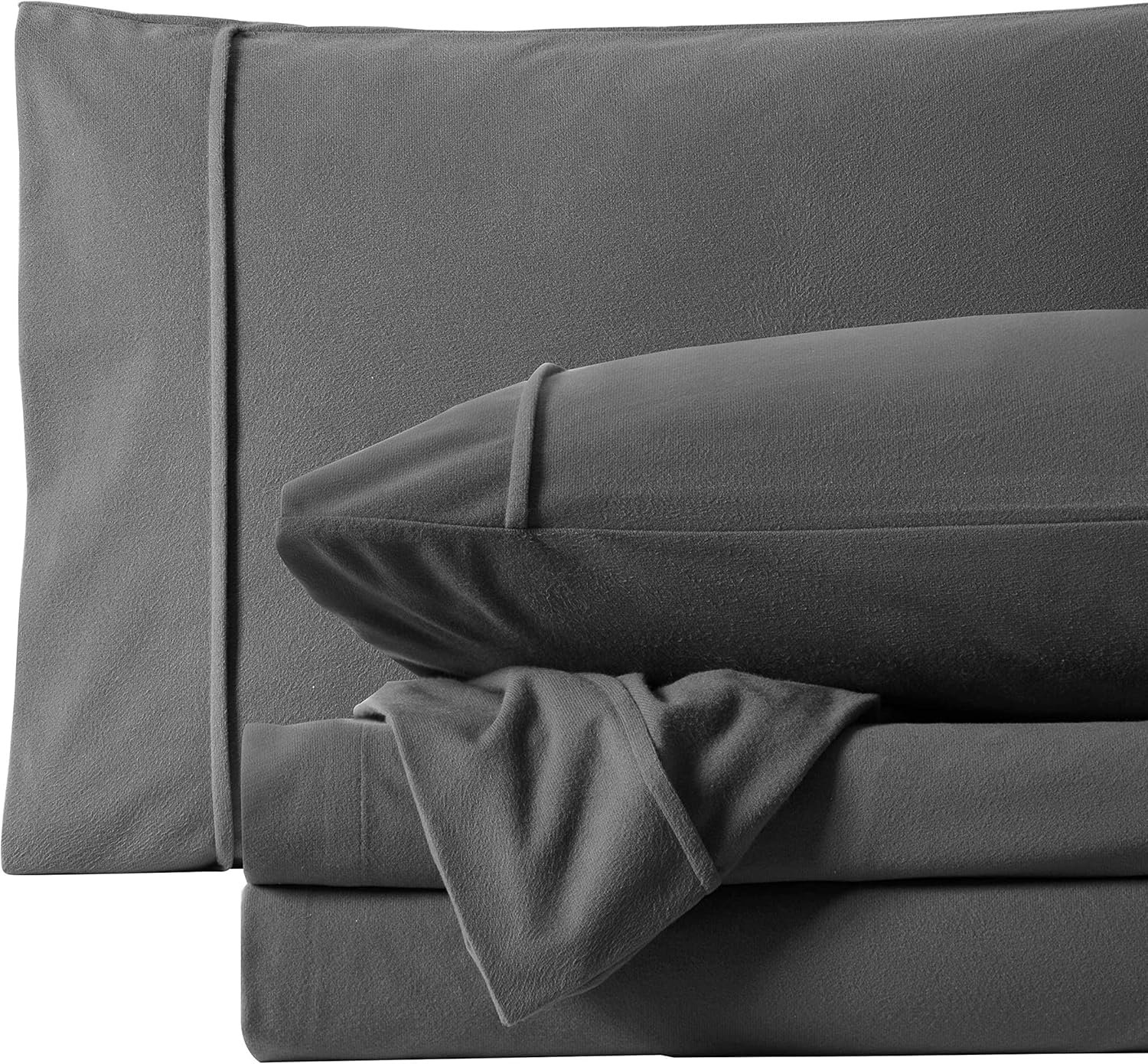 Flannel Sheets Warm and Cozy Deep Pocket Breathable All Season Bedding Set with Fitted, Flat and Pillowcases, King, Gray, Case Pack (Pack of 6)