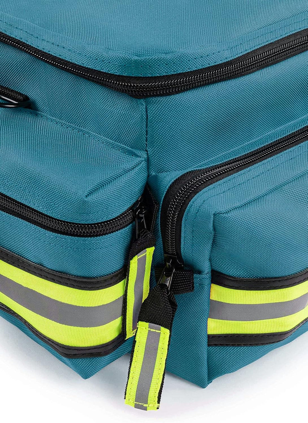 Scherber First Responder Fully-Stocked Professional Essentials EMT/EMS Trauma Kit | HSA/FSA Approved | Reflective Bag w/8 Zippered Pockets & Compartments & 200+ First Aid Supplies - Blue