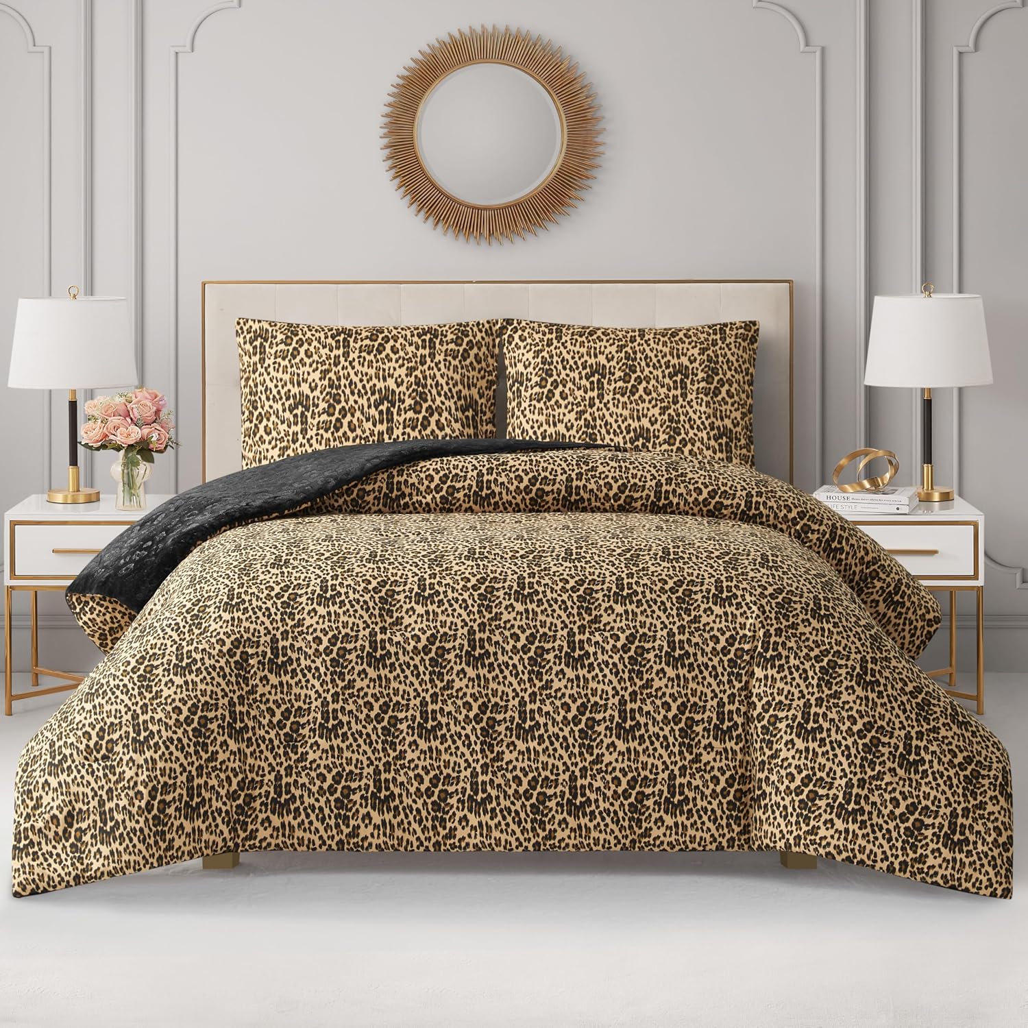 Juicy Couture Embossed Leopard with Royal Leopard Reversible Twin/Twin XL Comforter Set - 2 Piece Stylish Bedding Ensemble