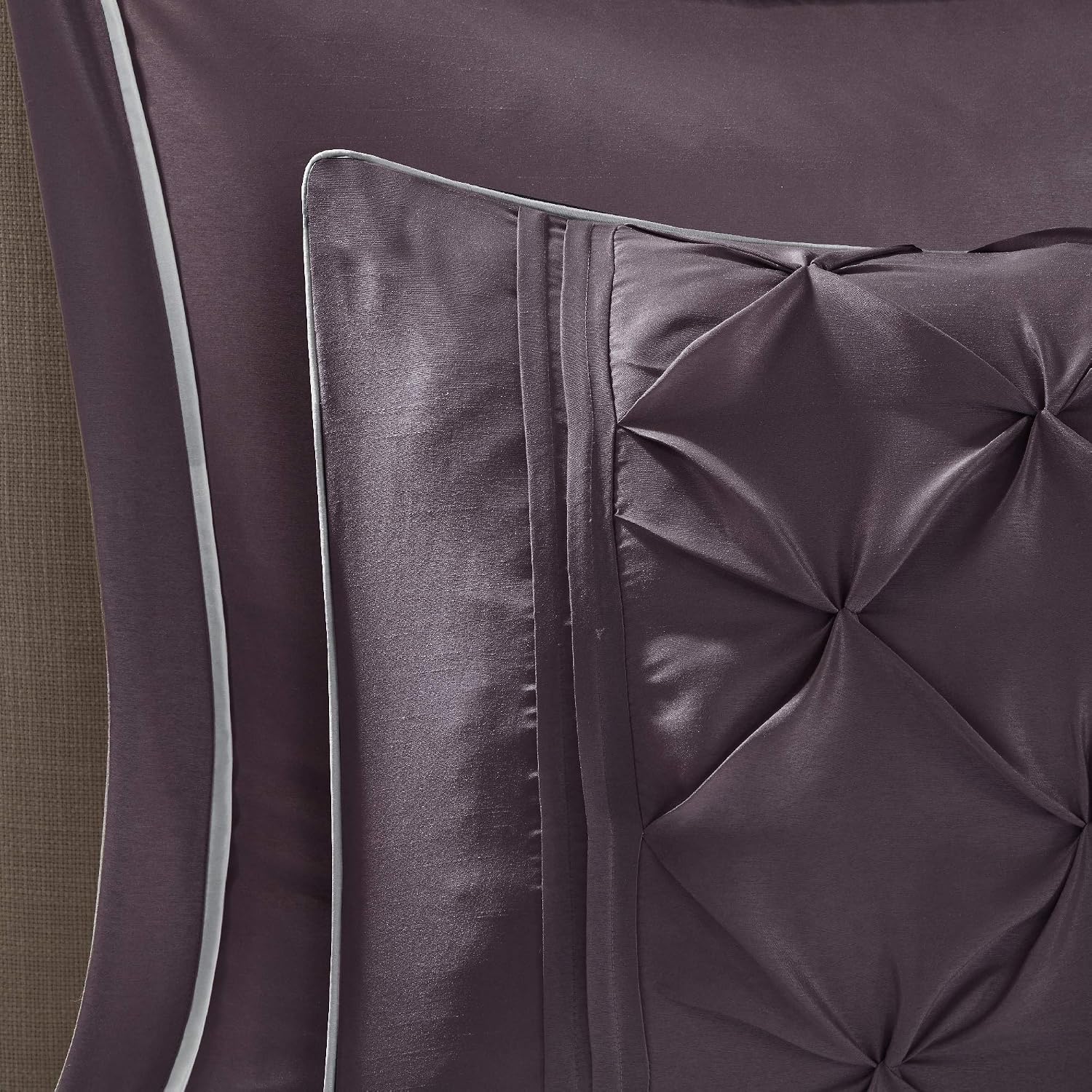 Madison Park Essentials King Comforter Set, 24 Piece Bedding With Matching Curtains, Decorative Pillows, Luxe Diamond Tufting , Room in a Bag Joella Collection, Plum King