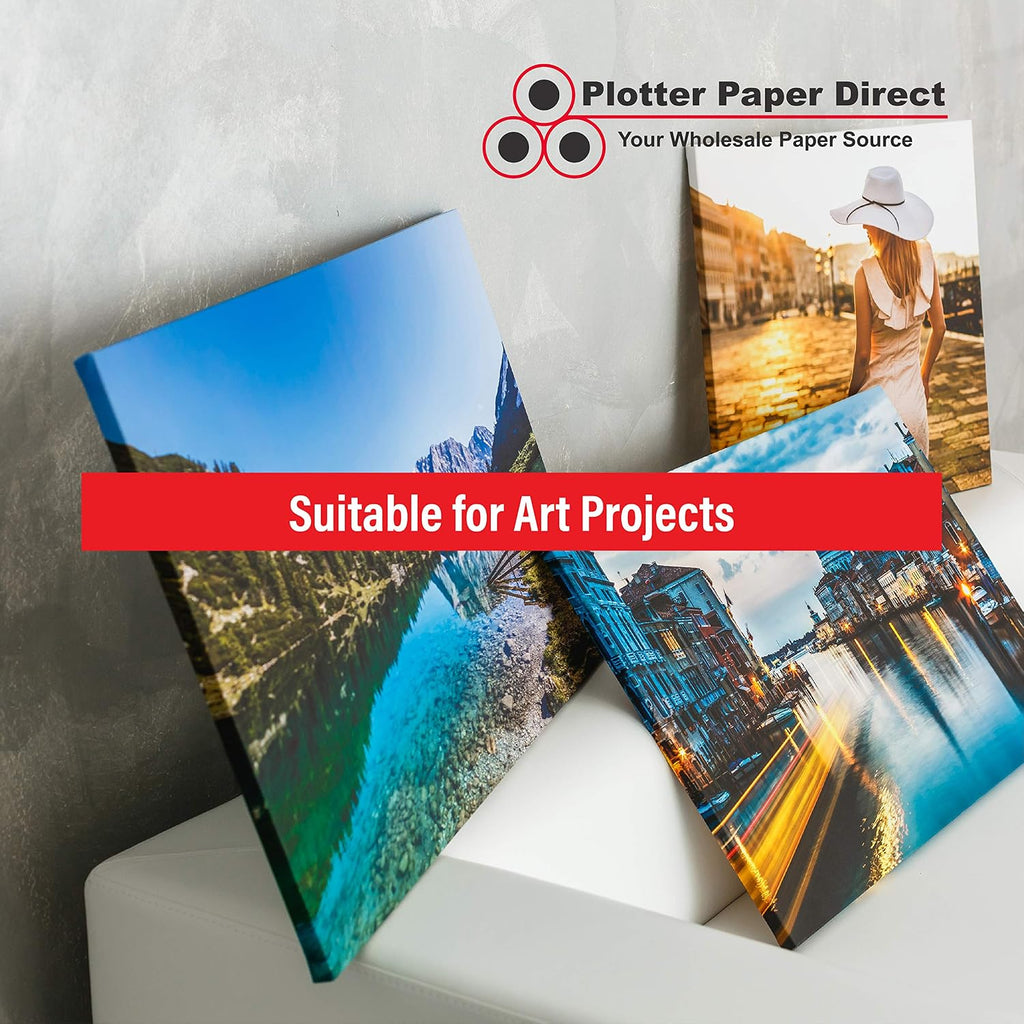 Plotter Paper Direct 44in x 75ft Premium Polyester Matte Canvas Roll, 500 Denier, Quick Dry, Wide Format Inkjet Printer Compatible, Perfect for Fine Art, Photography, Archival Quality Prints