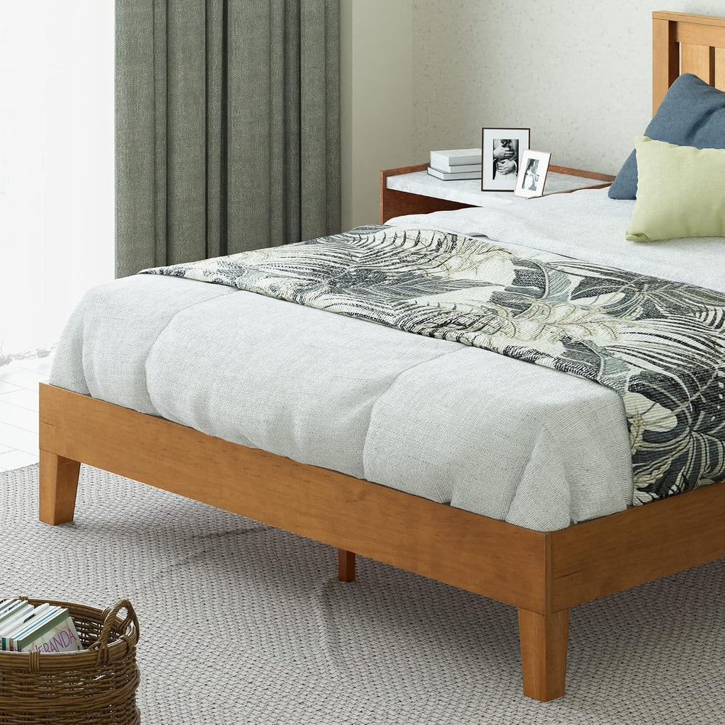 Zinus Alexis Deluxe Wood Platform Bed Frame with Headboard, Wood Slat Support, No Box Spring Needed, Easy Assembly, Rustic Pine, Twin