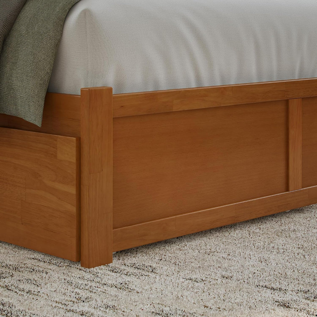 AFI, Nantucket Queen Platform Bed with Footboard & Storage Drawers, Light Toffee
