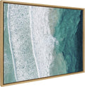 Kate and Laurel Sylvie Ocean Waves by the Bay Framed Canvas Wall Art by The Creative Bunch Studio; 28x38 Natural; Ocean Coastal Landscape Wall Décor