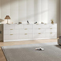 White Dresser Set of 2, Long Dresser for Bedroom Wooden with 14 Drawers, Fluted Modern Bedroom Furniture Set, TV Stand Dressers & Chests of Drawers for Closet (15.7'D x 110.2'W x 31.8'H)