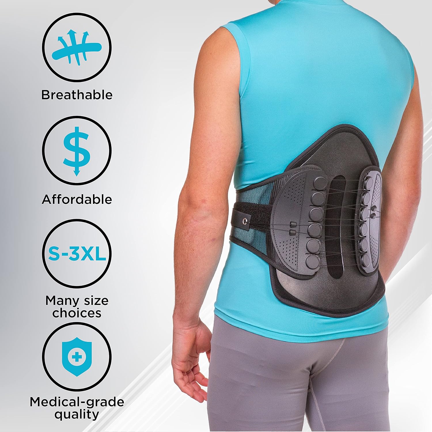 BraceAbility Lumbar Decompression Support Belt - Extra Large Adjustable Spinal Corset Brace for Discectomy, Laminectomy, Disc Injury, Back Muscle Spasms, Pre and Post Spine Surgery Protection (XL)