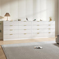 Dresser for Bedroom Set of 2, Fluted 16 Drawers White Dresser Wooden, Modern Bedroom Furniture Set, TV Stand Long Dressers & Chests of Drawers for Closet(15.7' D x 110.2' W x 36' H)