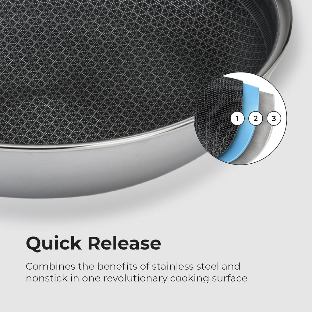 Black Cube Quick Release Cookware Sauté Pan with Lid, 9.5-Inch/3 Quart