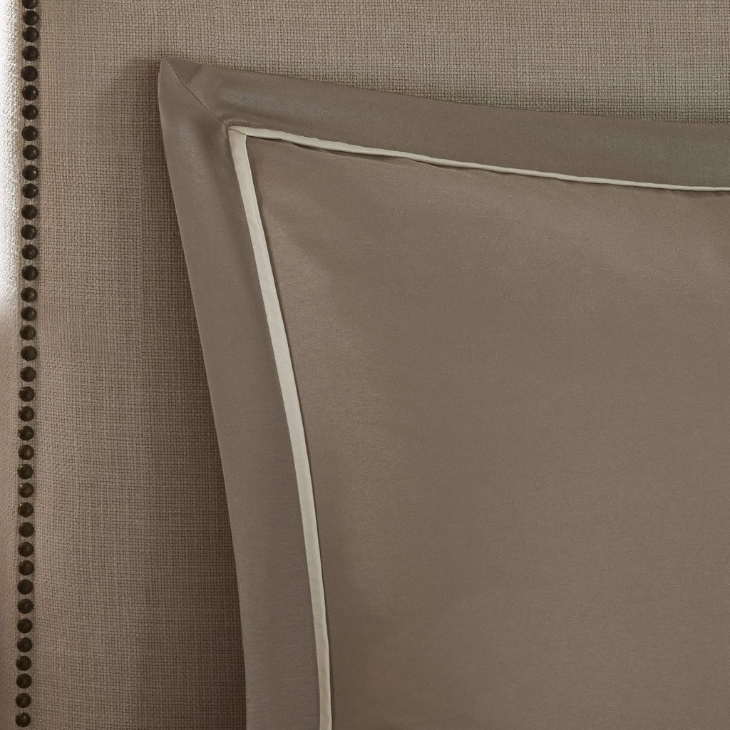 Madison Park Essentials Room in a Bag Faux Silk Comforter Set - Luxe Diamond Tufting All Season Bedding, Matching Curtains, Decorative Pillows, Taupe King(104'x92') 24 Piece