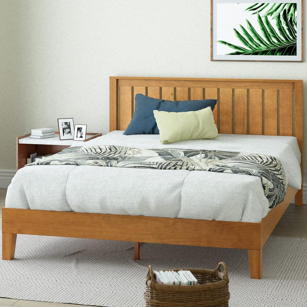 Zinus Alexis Deluxe Wood Platform Bed Frame with Headboard, Wood Slat Support, No Box Spring Needed, Easy Assembly, Rustic Pine, King