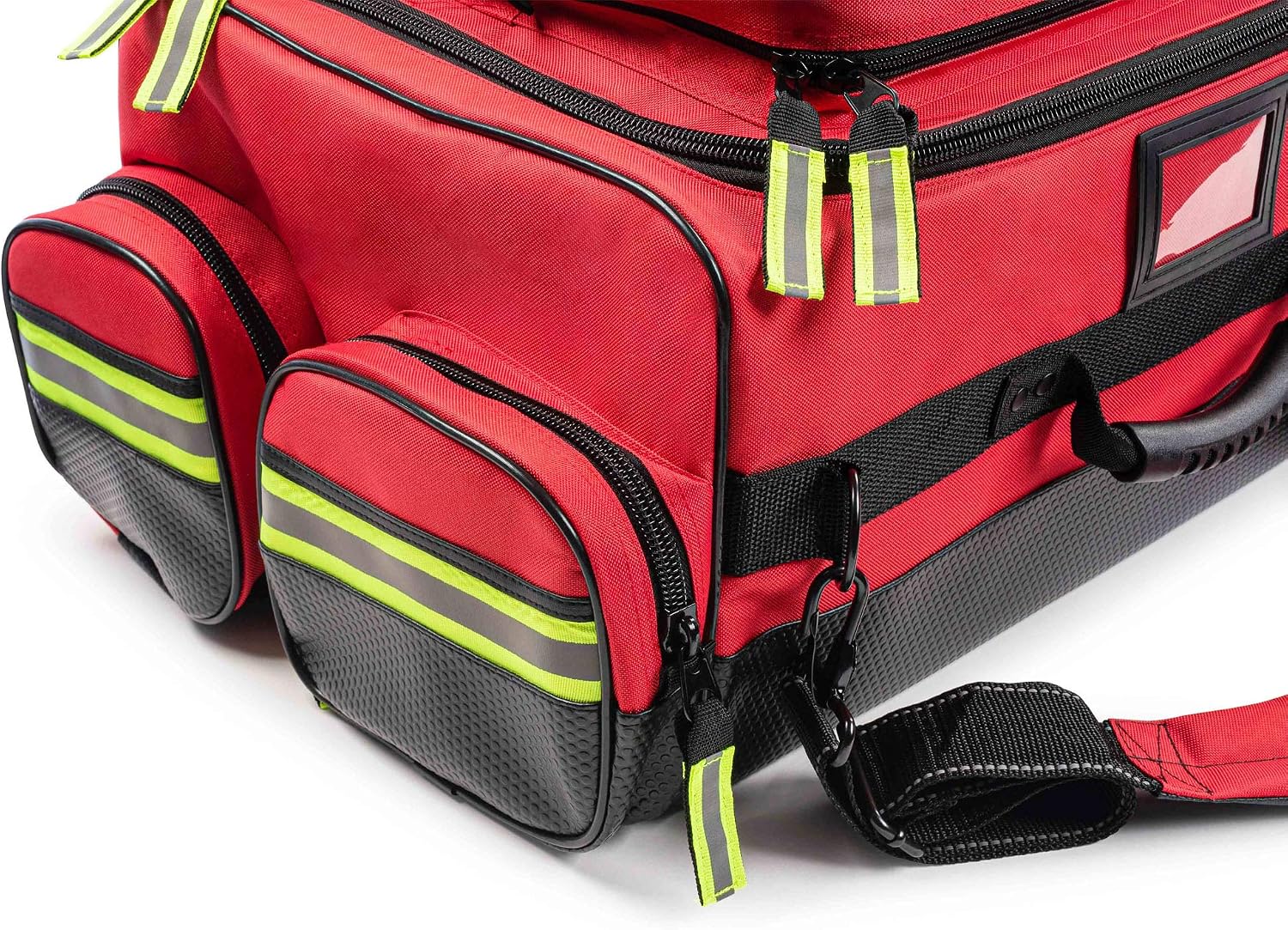 Scherber Fully Stocked First Responder Ultimate Professional EMT/EMS Trauma Kit | HSA/FSA Approved | w/10+ Compartments, Zippered Pockets, Dividers, Oxygen Access & 260+ First Aid Supplies (Red)