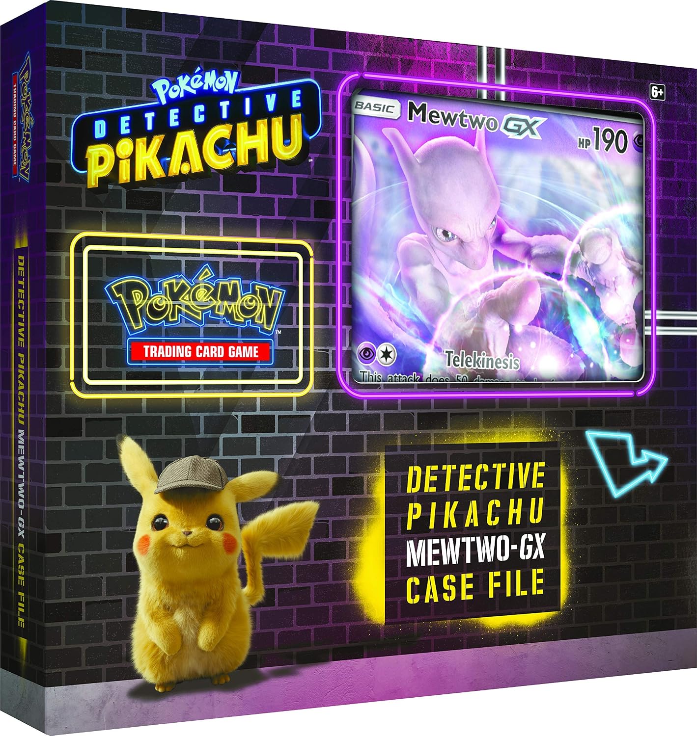 Pokemon TCG: Detective Pikachu Mewtwo-Gx Case File + 6 Booster Pack + A Foil Promo Gx Card + A Oversize Gx Foil Card