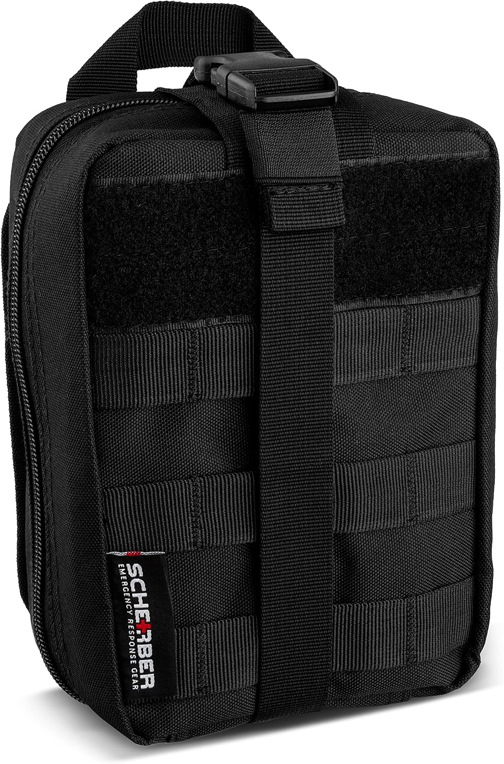 Scherber Premium IFAK Kit Trauma Pack | HSA/FSA Approved | SOF Tourniquet, QuikClot 4x4 HyFin Chest Seal, Israeli Bandage | Fully Stocked MOLLE Pouch for Gunshot, Bleeding, Major Wound Care (Black)