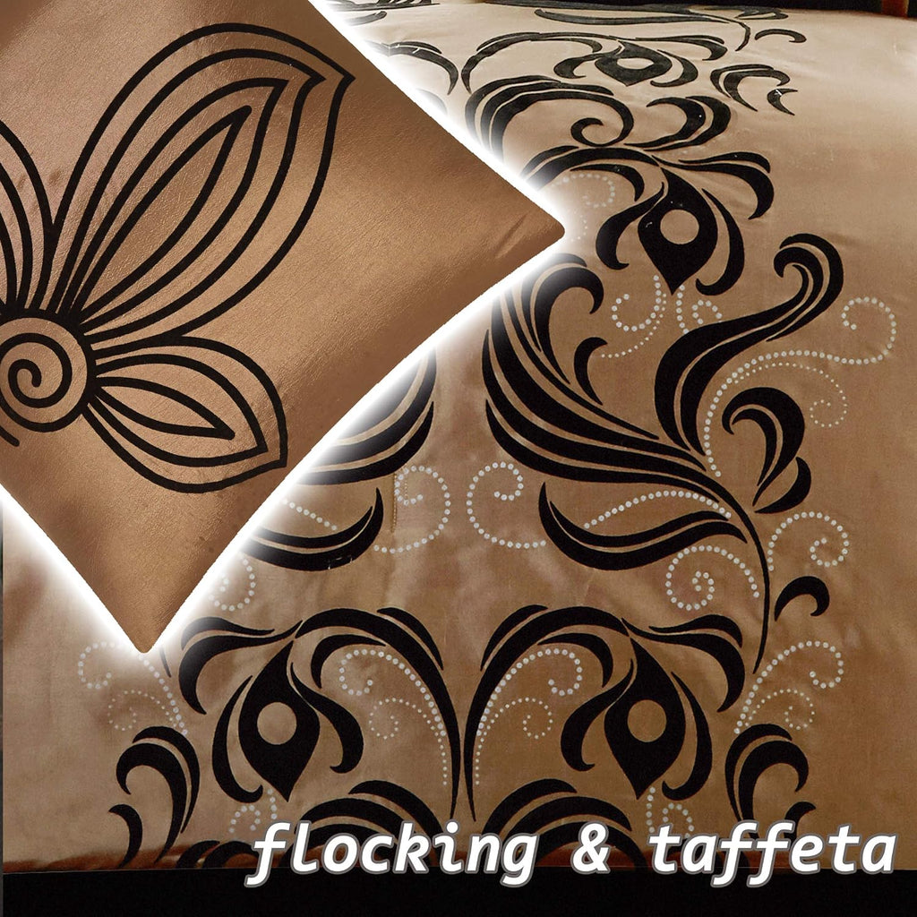 Stratford Park Floral 7-Piece Bedding Comforter Set, Full, Brown Home Decoration