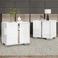 AMERLIFE Nightstand Set of 2, 23.6'' Modern End Table with Drawers, High Gloss UV Finish, Electroplated Pull Handle, Bedside Table for Bedroom, White