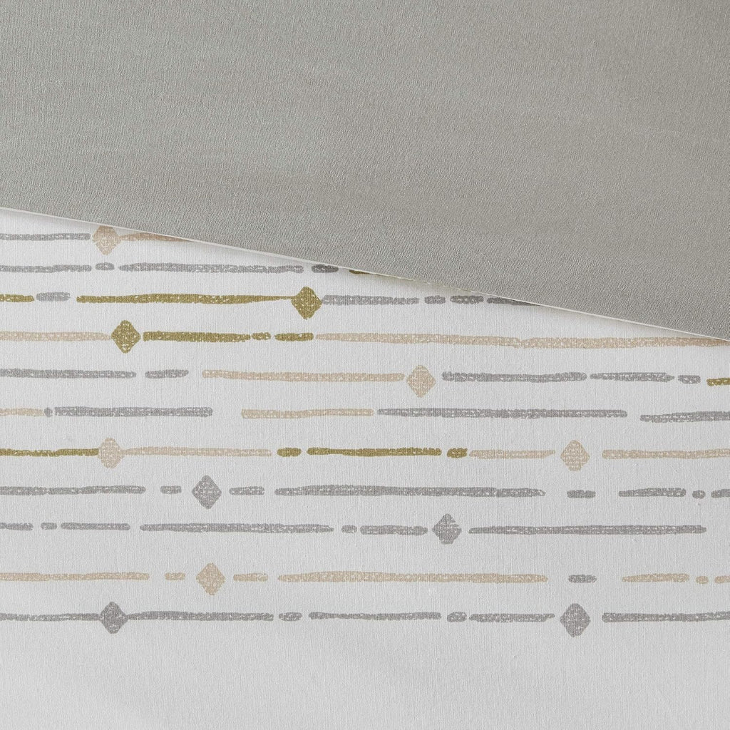 INK+IVY Luxurious Cotton-Bedding Set - Mid Century Trendy Geometric Design, All Season Cozy-Cover With Matching-Shams, King/Cal King, Nea Trims Grey/Multi