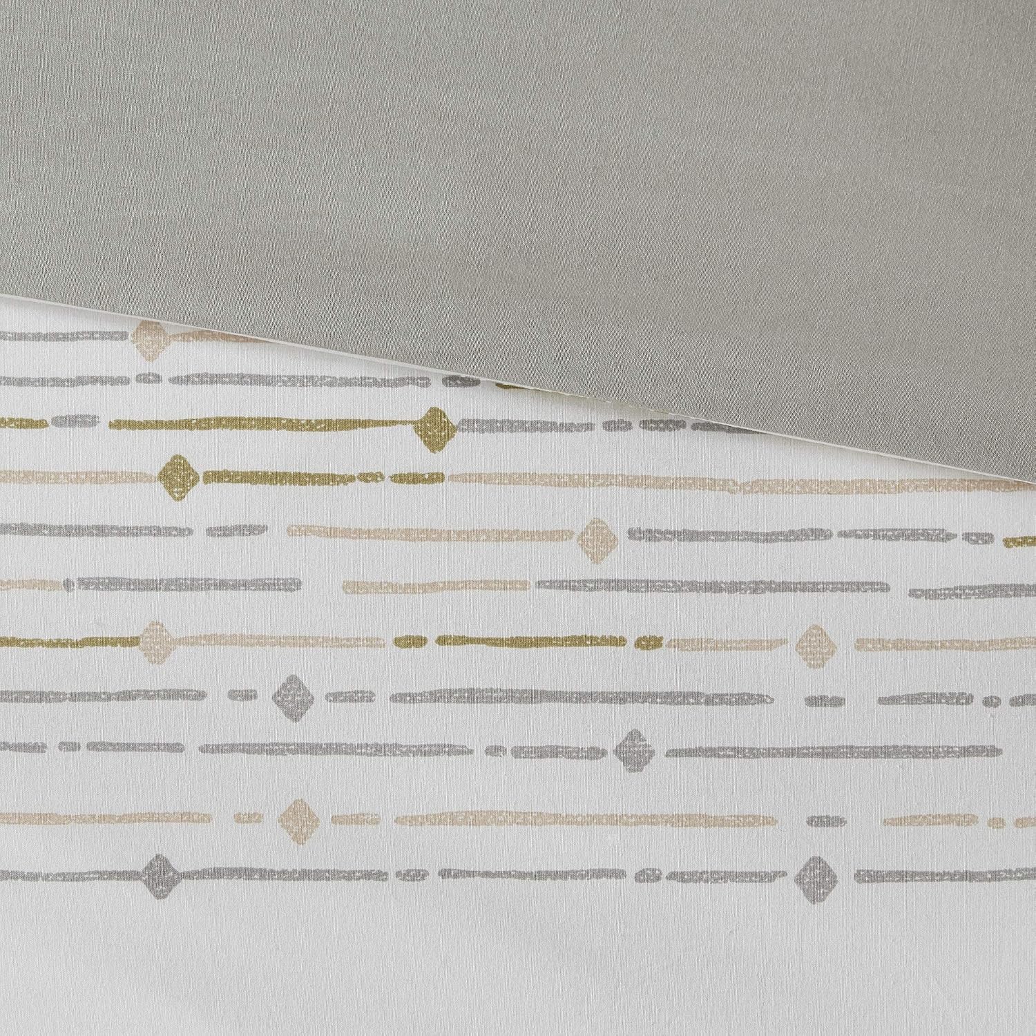 INK+IVY Luxurious Cotton-Bedding Set - Mid Century Trendy Geometric Design, All Season Cozy-Cover With Matching-Shams, King/Cal King, Nea Trims Grey/Multi