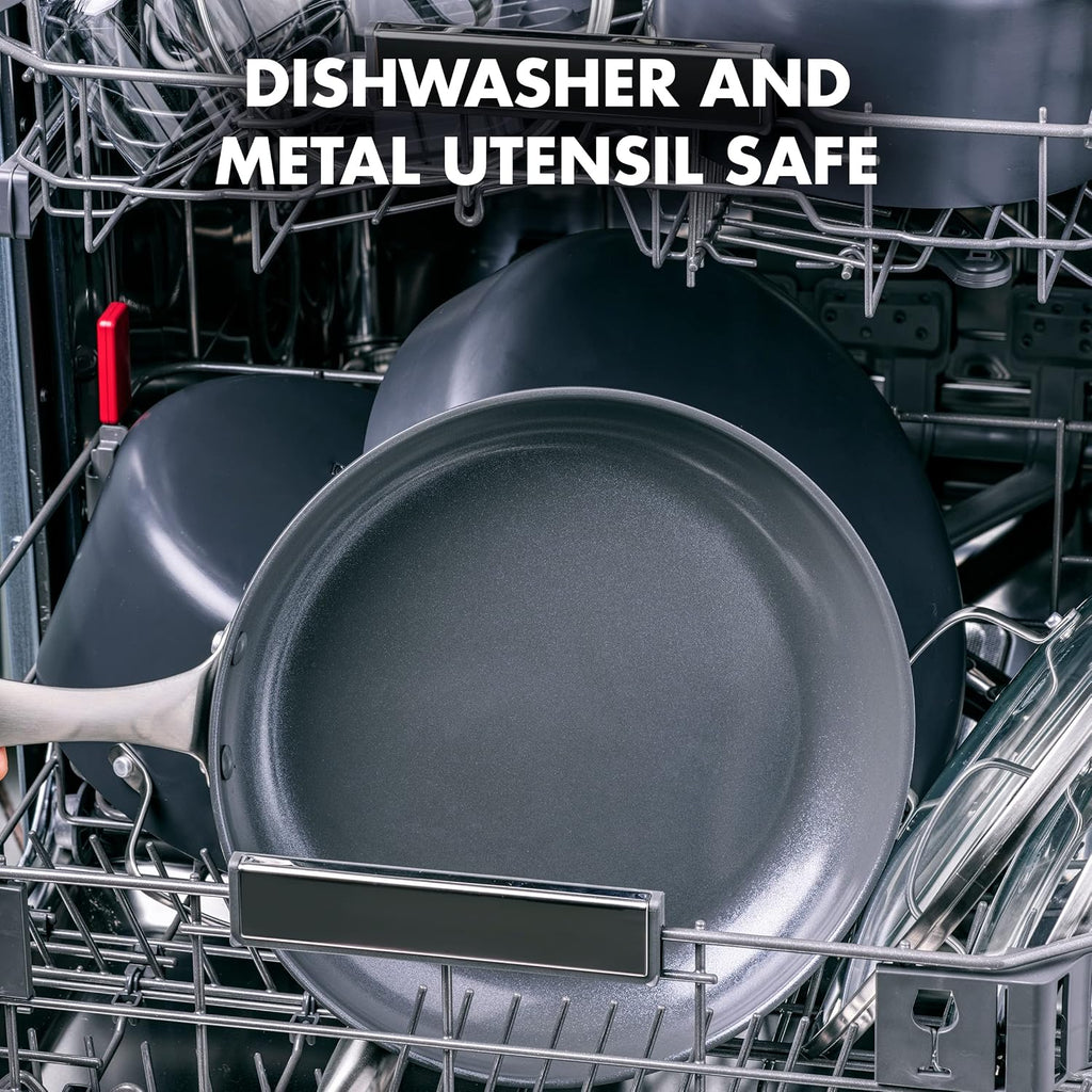 GreenPan Canterbury 10 Piece Cookware Pot and Pans Set, Hard Anodized PFAS-Free Healthy Ceramic Nonstick, Stainless Steel Handles, Versatile Cooking Essentials, Dishwasher & Oven Safe, Clay