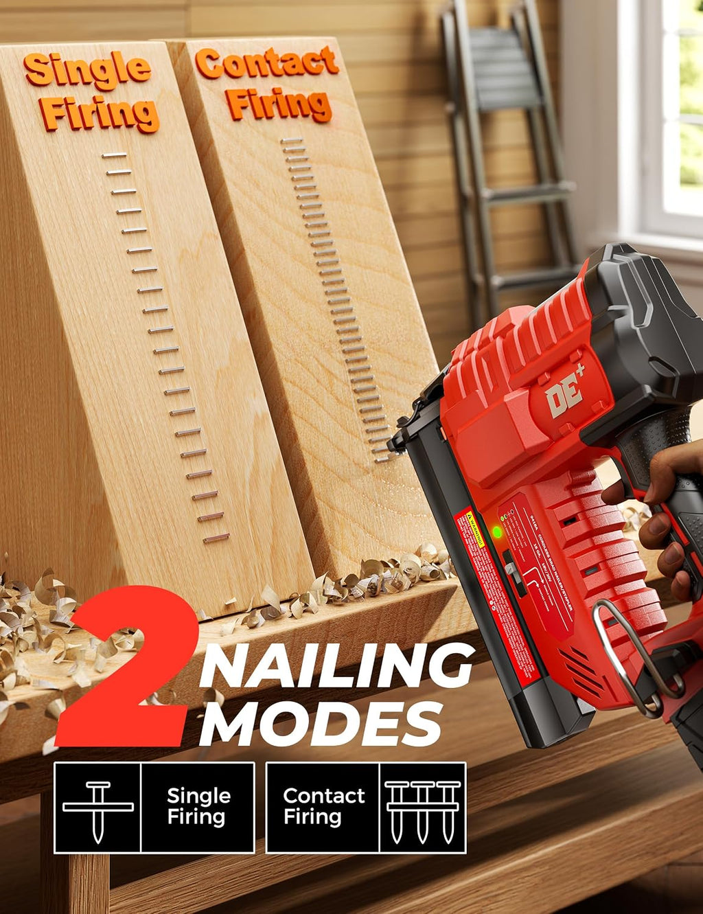 DeForce 18GA Cordless Brad Nailer, 2' Nail Gun for Milwaukee 18V Battery, 2 IN 1 Electric Stapler, 2026 Upgraded Tool-Free Jam Release, 2 Firing Modes, Adjustable Depth, 1000pcs Nails(No Battery)