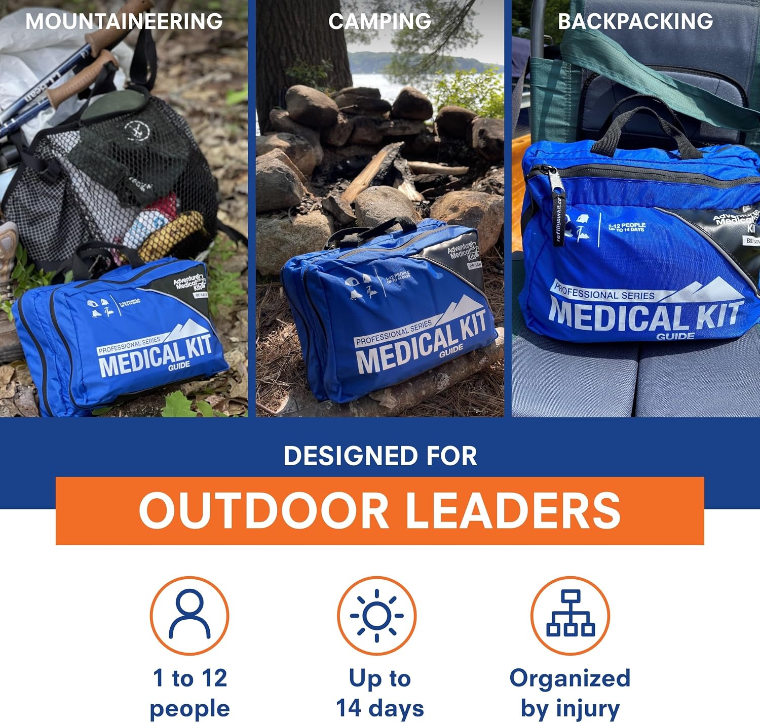 Adventure Medical Kits Pro Series Emergency Medical Kit - Guide I - First Aid Backcountry Medical Kit with C-Splint, CPR Mask, Stethoscope & More - Waterproof Medical Kit