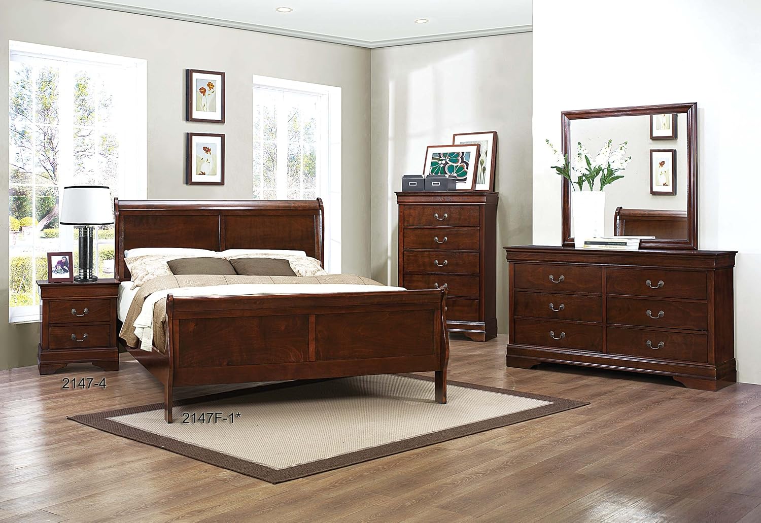 Homelegance Mayville Sleigh Panel Bed, Full, Cherry