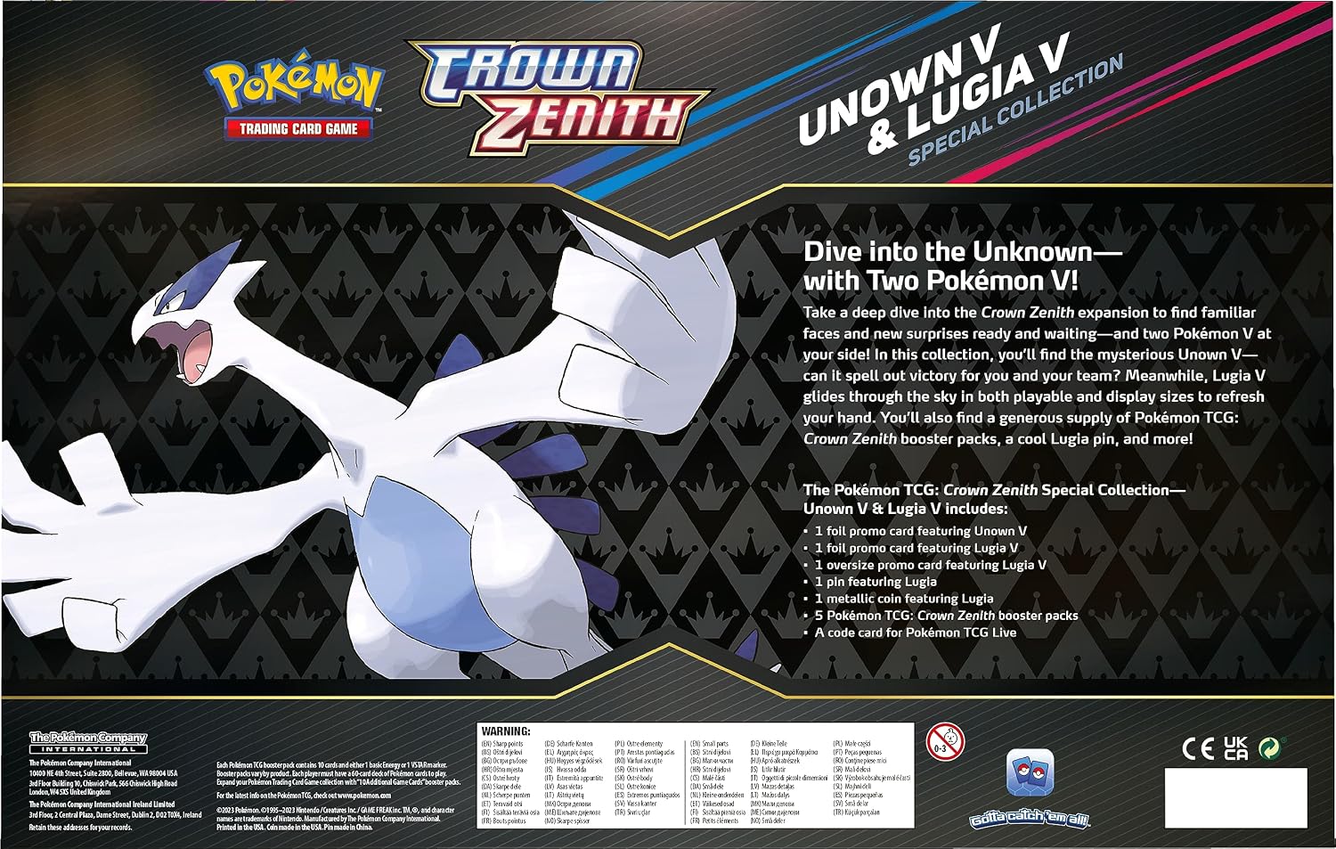 Pokemon Trading Card Game: Unown V & Lugia V Crown Zenith Box Set