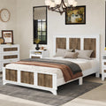 Merax Queen Size Farmhouse Wooden Platform Bed,Modern Bed Frame with Wooden Strip Decoration Headboard and Footboard, Plywood Slats Support, No Box Spring Required, White
