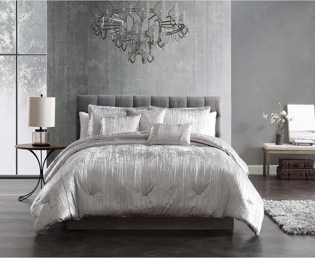 Riverbrook Home Turin Comforter Set, Queen, Silver, 7-Piece Set