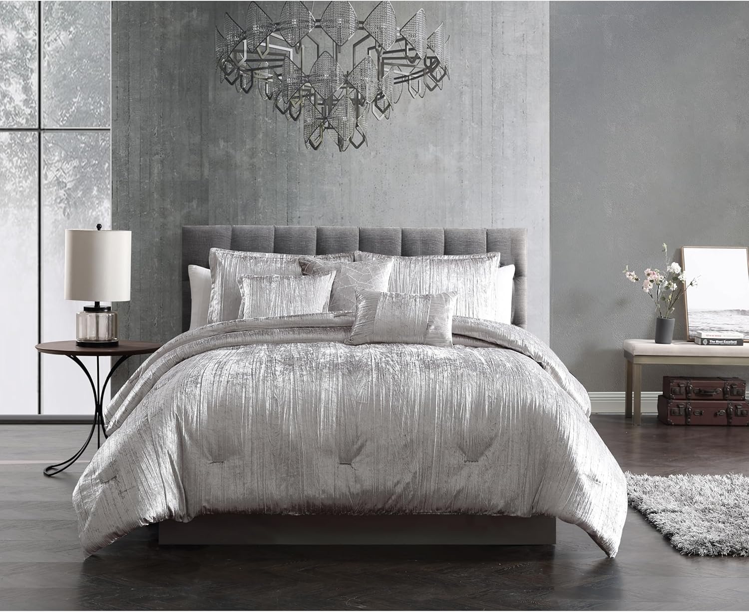 Riverbrook Home Turin Comforter Set, Queen, Silver, 7-Piece Set