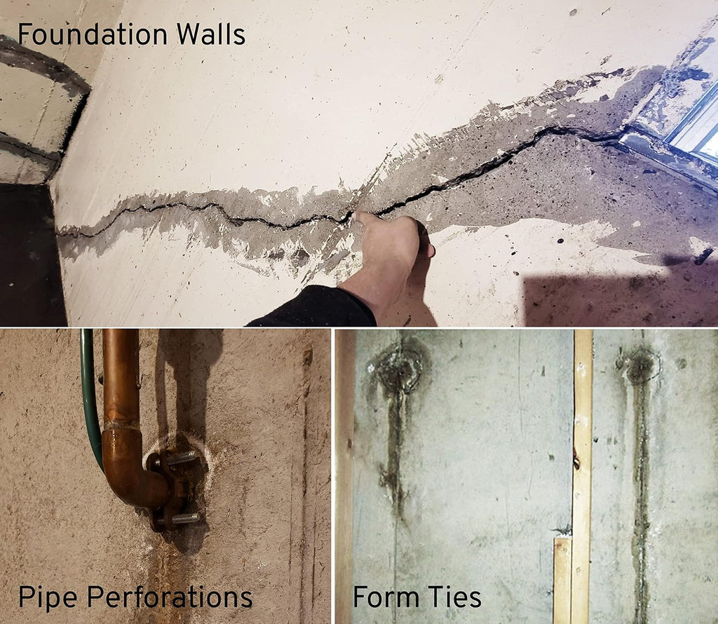 uPlug Foundation Crack Repair Kit (10 ft) – Polyurethane Injection Foam for Leaking Basement Wall Cracks – Easy DIY, Expands to Seal Water Leaks