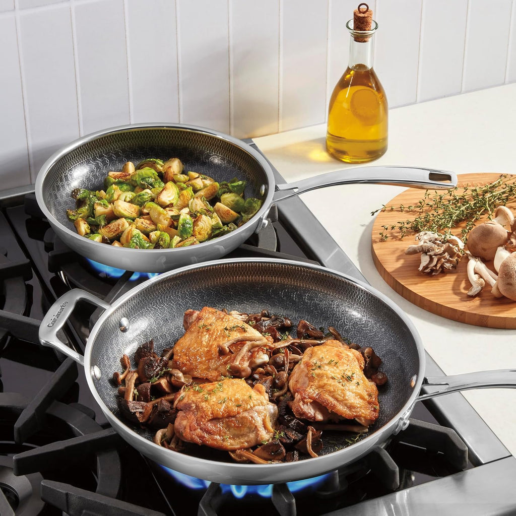 Cuisinart FusionPlus Hybrid Stainless Steel Cookware Set, 2-Piece Skillet Cooking Set with PFAS-Free PURELYSEAR Ceramic Technology, Scratch Proof, Cool Grip Handles, Dishwasher Safe