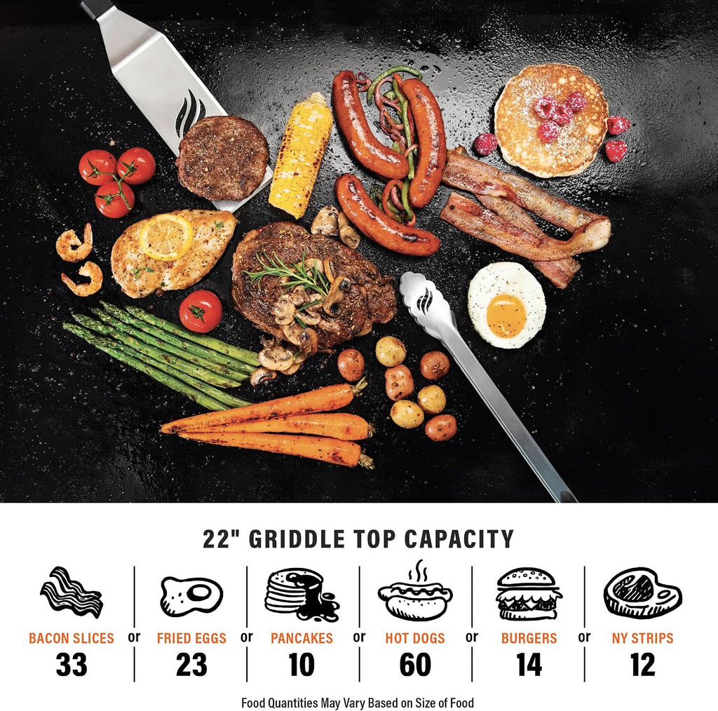 Blackstone 2203 22' Original Tabletop Griddle with Omnivore Griddle Plate, Powder Coated Steel, Black